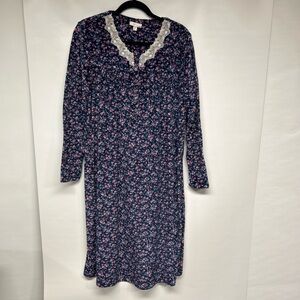 Secret Treasures Navy Floral Long Sleeve Dress